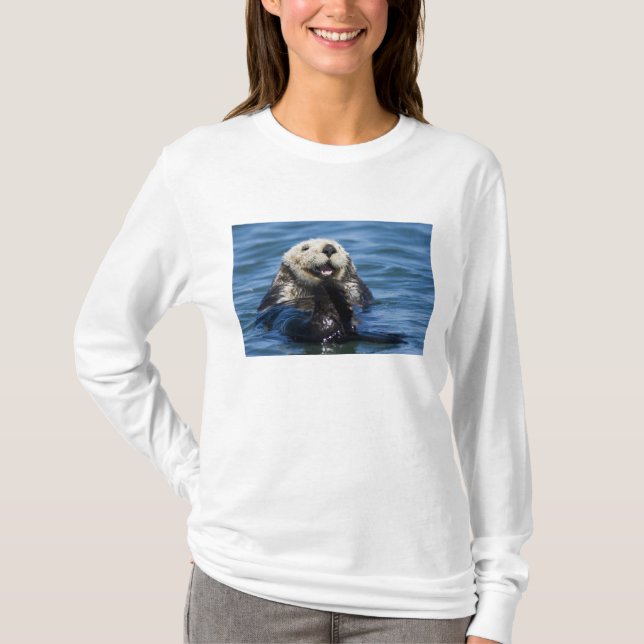 Kalifornisk havsutter (Enhydra lutris) putsar T Shirt (Framsida)