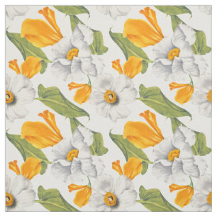 Kaliforniska poppies vita daffodils mönster tyg