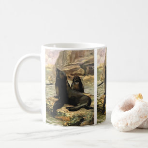 Kaliforniska sjölejon av CE Swan, Vintage Djur Kaffemugg