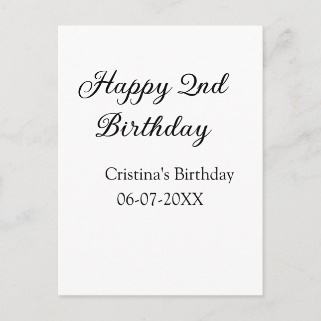 kaligrafi enkel minimal glad 2-årsdag vykort (Framsida)