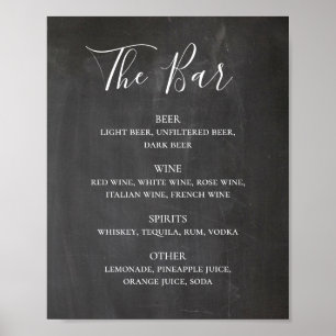 Kalikboard, modern manusförfattare bröllop alkohol poster