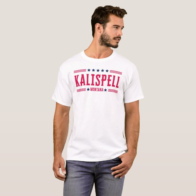 KALISPELL MONTANA Stars & Rand T Shirt (Hel framsida)