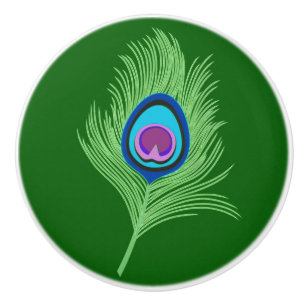 Kalk- och blå peacock-ludd på Emerald Grönt Knopp