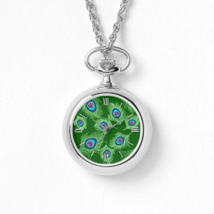 Kalk- och bläckfjädrar på Emerald Grönt Armbandsur