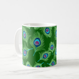 Kalk- och bläckfjädrar på Emerald Grönt Kaffemugg