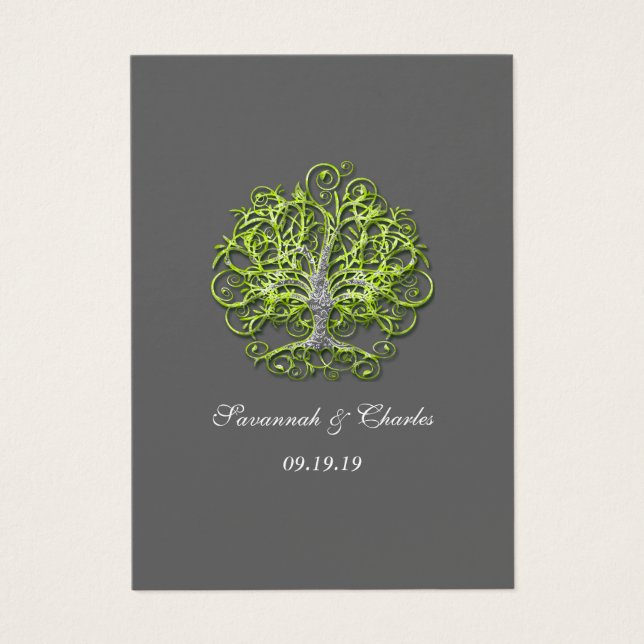 Kalk och Grått Swirled Träd Visitkort (Framsidan)