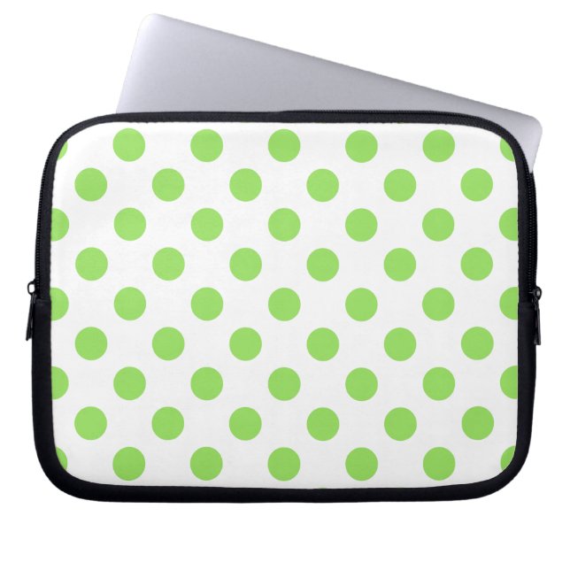Kalk och vitt polka dots laptop sleeve (Framsidan)