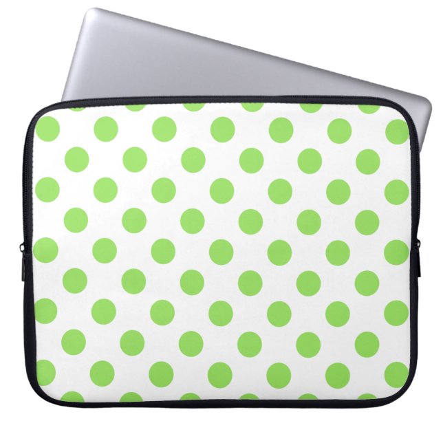 Kalk och vitt polka dots laptop sleeve (Framsidan)