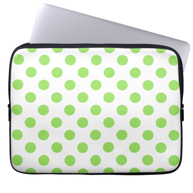 Kalk och vitt polka dots laptop sleeve (Framsidan)