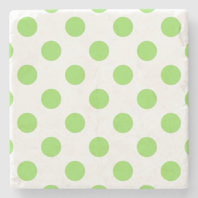 Kalk och vitt polka dots stenunderlägg (Framsidan)