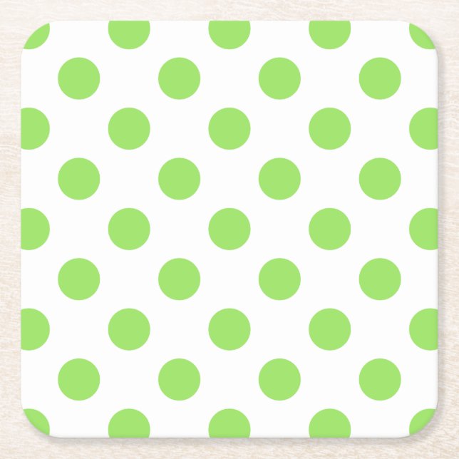 Kalk och vitt polka dots underlägg papper kvadrat (Framsidan)