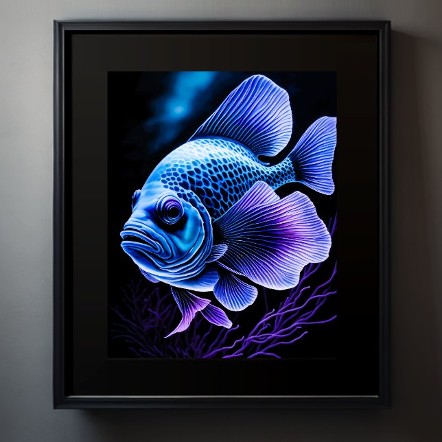 Kalk Teckning i fisk på svart III Poster (Skapare uppladdad)