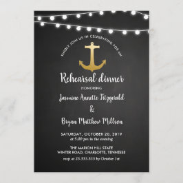 Kalkboard Anchor Faux Gold Foil Rehearsal Dinner Inbjudningar
