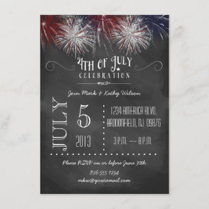 Kalkboard Fireworks 4:e juli-gruppinbjudan Inbjudningar