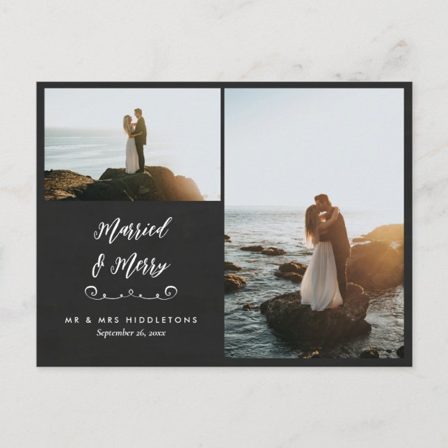 Kalkboard, gift och merry | Julfoto Vykort (Framsida)