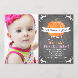 Kalkboard Little Pumpkin Birthday Inbjudningar