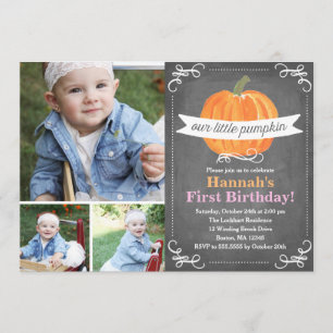 Kalkboard Little Pumpkin Birthday Inbjudningar
