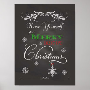Kalkboard - merry och ljus jul poster