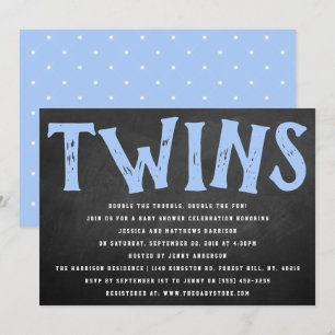 Kalkboardtypografi Twin Boys Baby Shower Inbjudningar