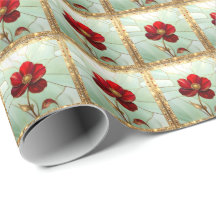 Kalkmålade röda blommor presentpapper
