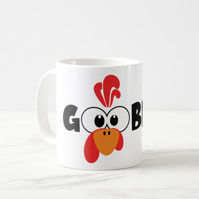 Kalkon Ansikte Gobble Kaffe Mugg (Framsida vänster)
