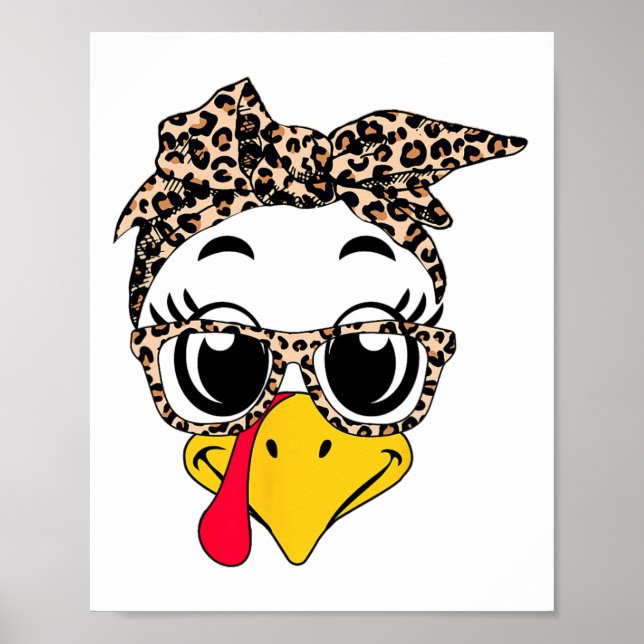 Kalkon ansikte huvud och leopard tackgivelsedag kv poster (Framsidan)