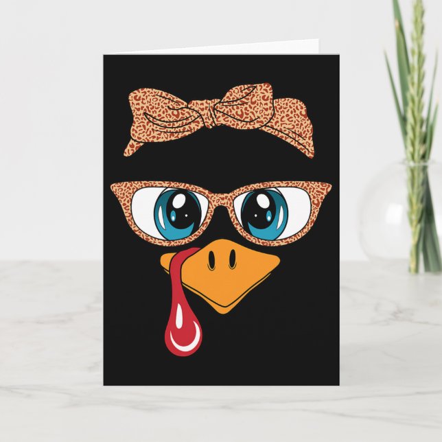 Kalkon ansikte ögonfransar Leopard Glas Rolig Than Kort (Framsida)