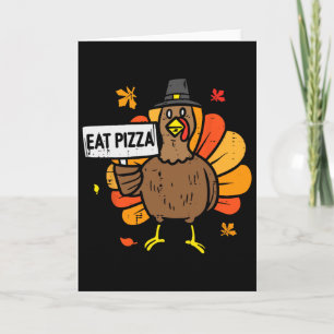 Kalkon äter pizza rolig Thanksgiving-fest för män Kort