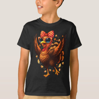 Kalkon Dansar Kalkon Dag Kvinnor Höst Söt Båge Tha T Shirt