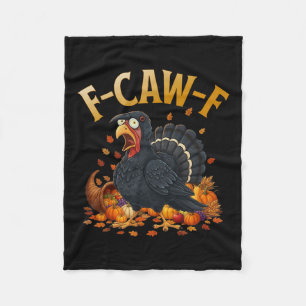 Kalkon F-caw-f Rolig Thanksgiving Svart Kråka Vuxe Fleecefilt