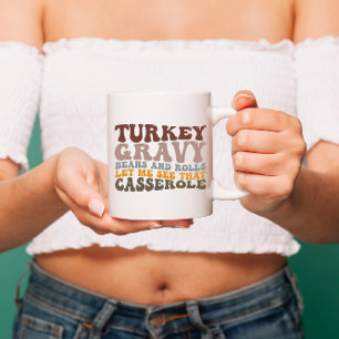 Kalkon Gravy Böna Och Rullar Höst Thanksgiving Två-Tonad Mugg