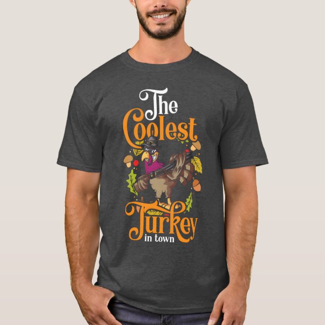 Kalkon Mat Fest November rolig T Shirt (Framsida)