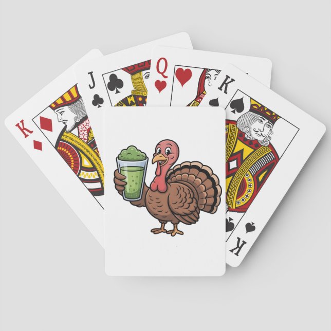 Kalkon Matcha-drickare Tacksgiving Casinokort (Baksidan)