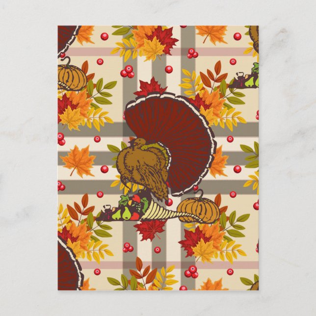 kalkon med pläterad thanksgiving helg vykort (Framsida)