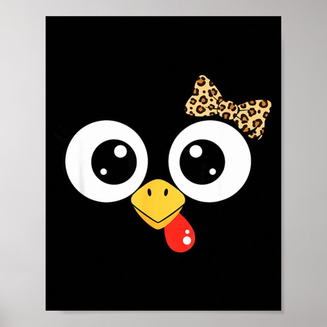 Kalkon med storögd blick och leopardbåge, rolig te poster (Framsidan)
