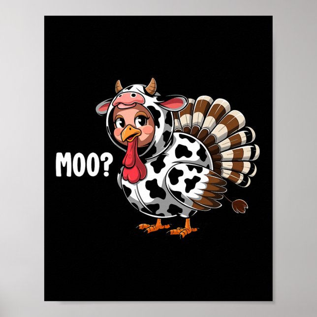 Kalkon Moo Rolig Thanksgiving Barn Pojkar Män  Poster (Framsidan)