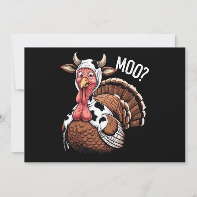 Kalkon Moo Rolig Thanksgiving  Inbjudningar (Framsida)