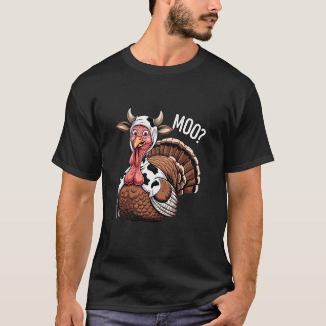 Kalkon Moo Rolig Thanksgiving  T Shirt (Framsida)