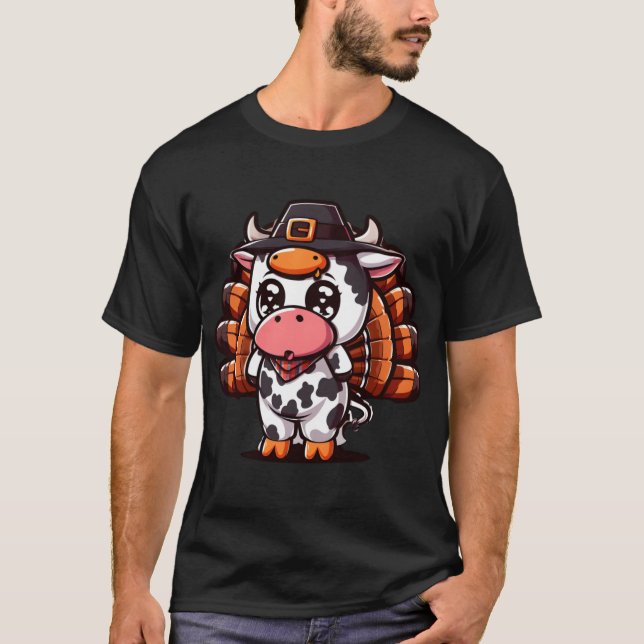 Kalkon Moo Rolig Thanksgiving T Shirt (Framsida)