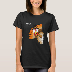 Kalkon Moo Roligt Thanksgiving Höst Ko Män Kvinnor T Shirt