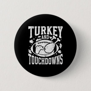 Kalkon och touchdown rolig Thanksgiving-fotboll Knapp