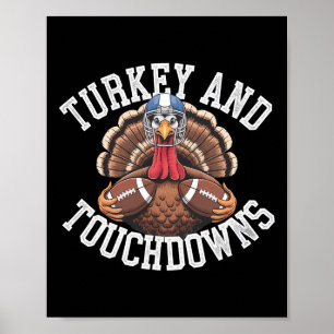 Kalkon Och Touchdowns Roligt Fotboll Thanksgiving  Poster