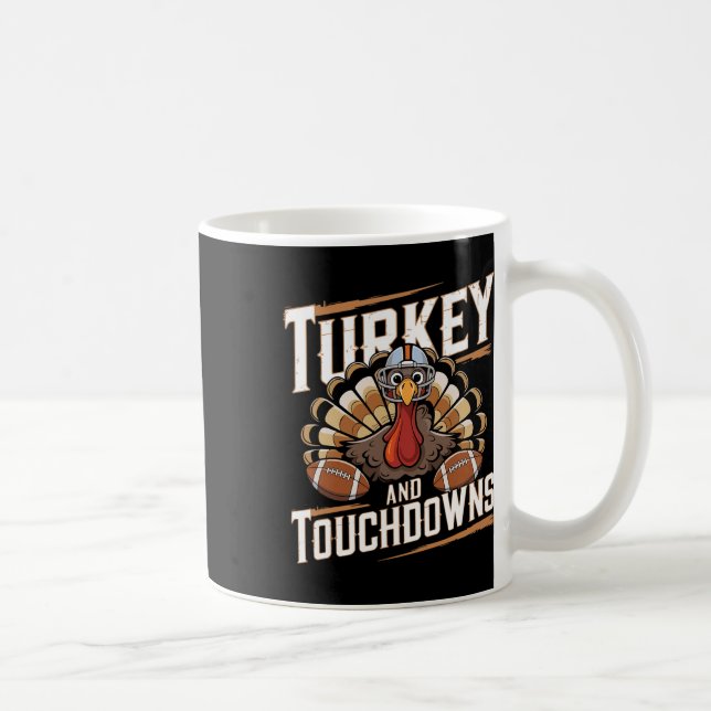 Kalkon och Touchdowns Thanksgiving Amerikansk fotb Kaffemugg (Höger)