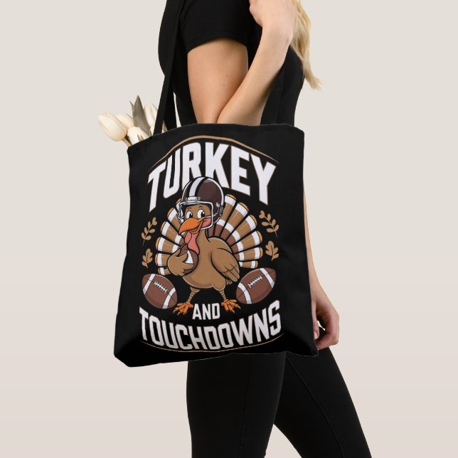 Kalkon och touchdowns Thanksgiving-fotboll Tygkasse (Närbild)