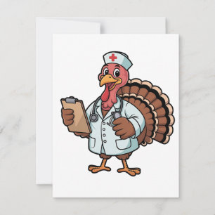 Kalkon på en sjuksköterska Thanksgiving Anteckningskort