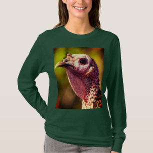 Kalkon på nära håll och personlig långärmad t-shir t shirt