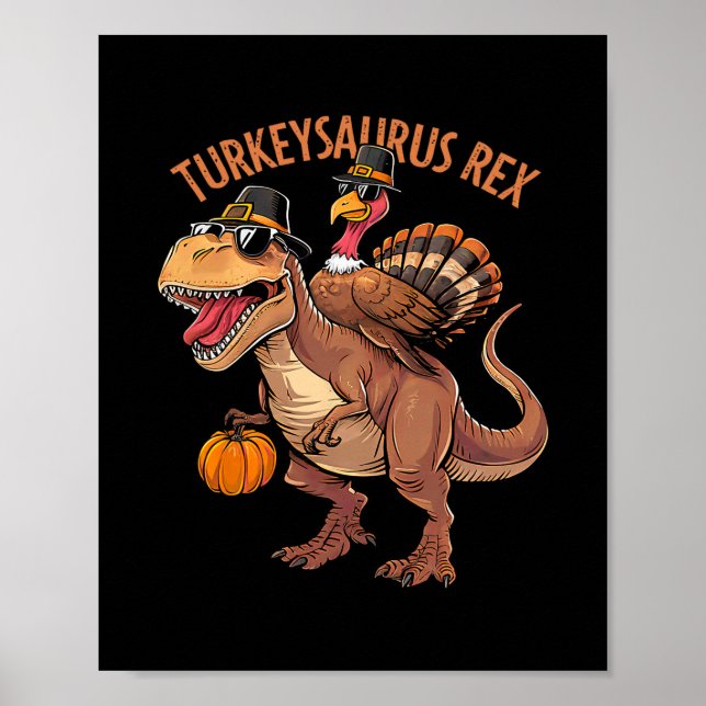 Kalkon Saurus Rex Kalkon Dino Tackgivningsbarn Poster (Framsidan)