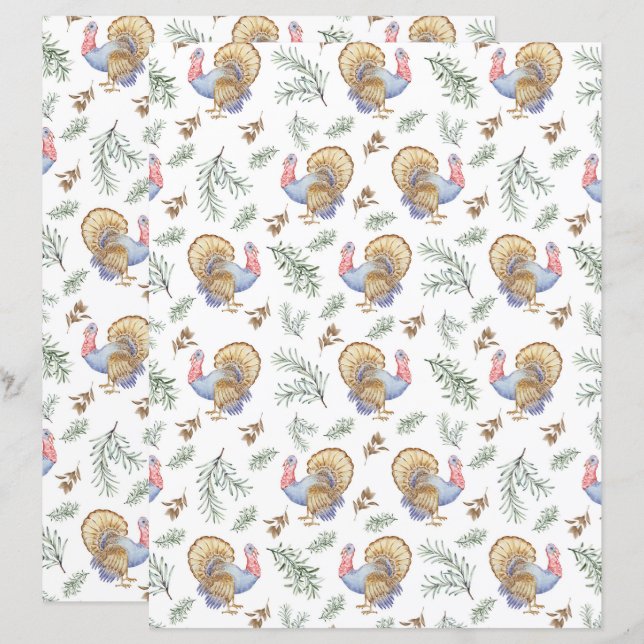 Kalkon Scrapbokspapper (Fram/baksida)