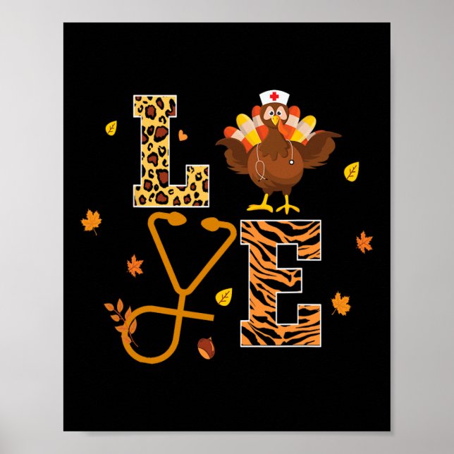 kalkon Sthetoscope sköterska thanksgiving Kvinnor  Poster (Framsidan)