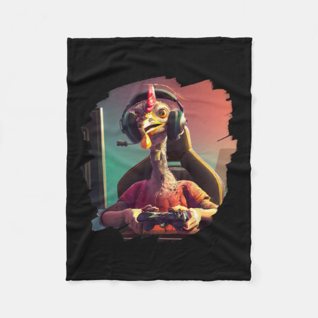 Kalkon Tv-spel Spelare Thanksgiving Kalkon  Fleecefilt (Framsidan)